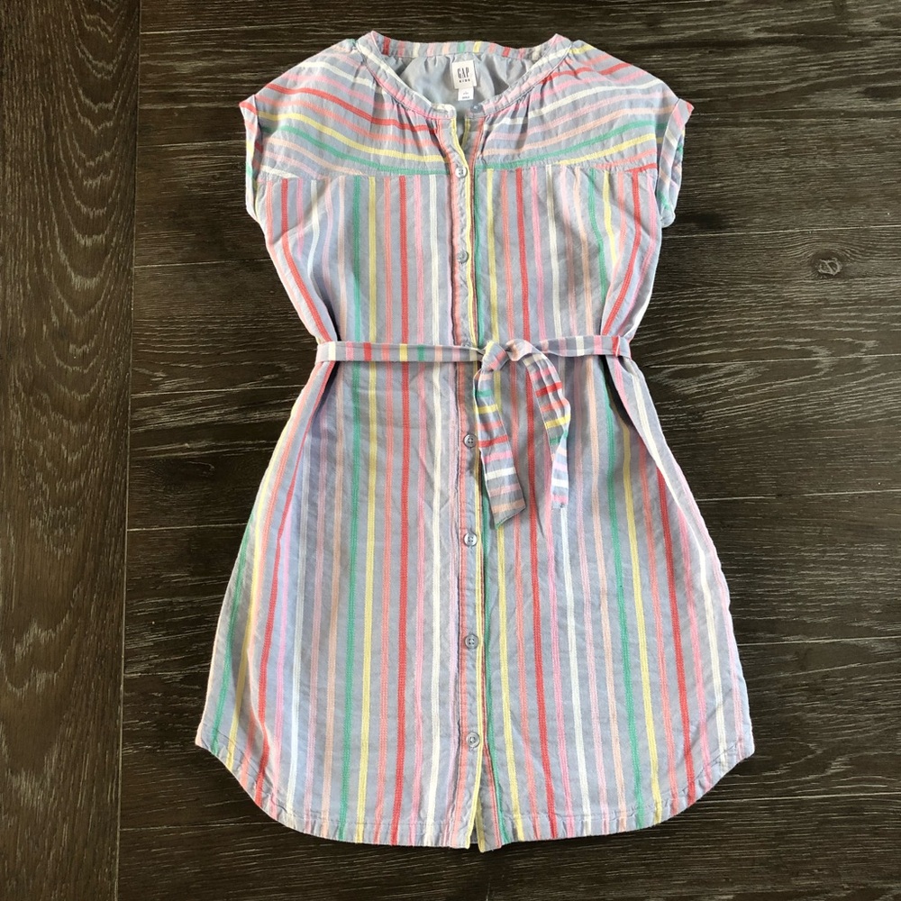 Gap Kids Rainbow Stripe Shirt Dress with Liner Size 10 Large